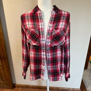 Express | pink, black & white | plaid button down | Sz XS